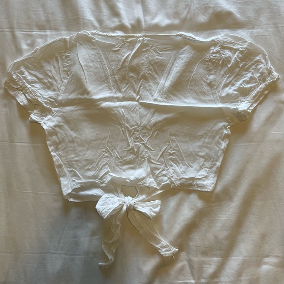 White PacSun LA Hearts button up crop top with bow - Picture 4 of 6